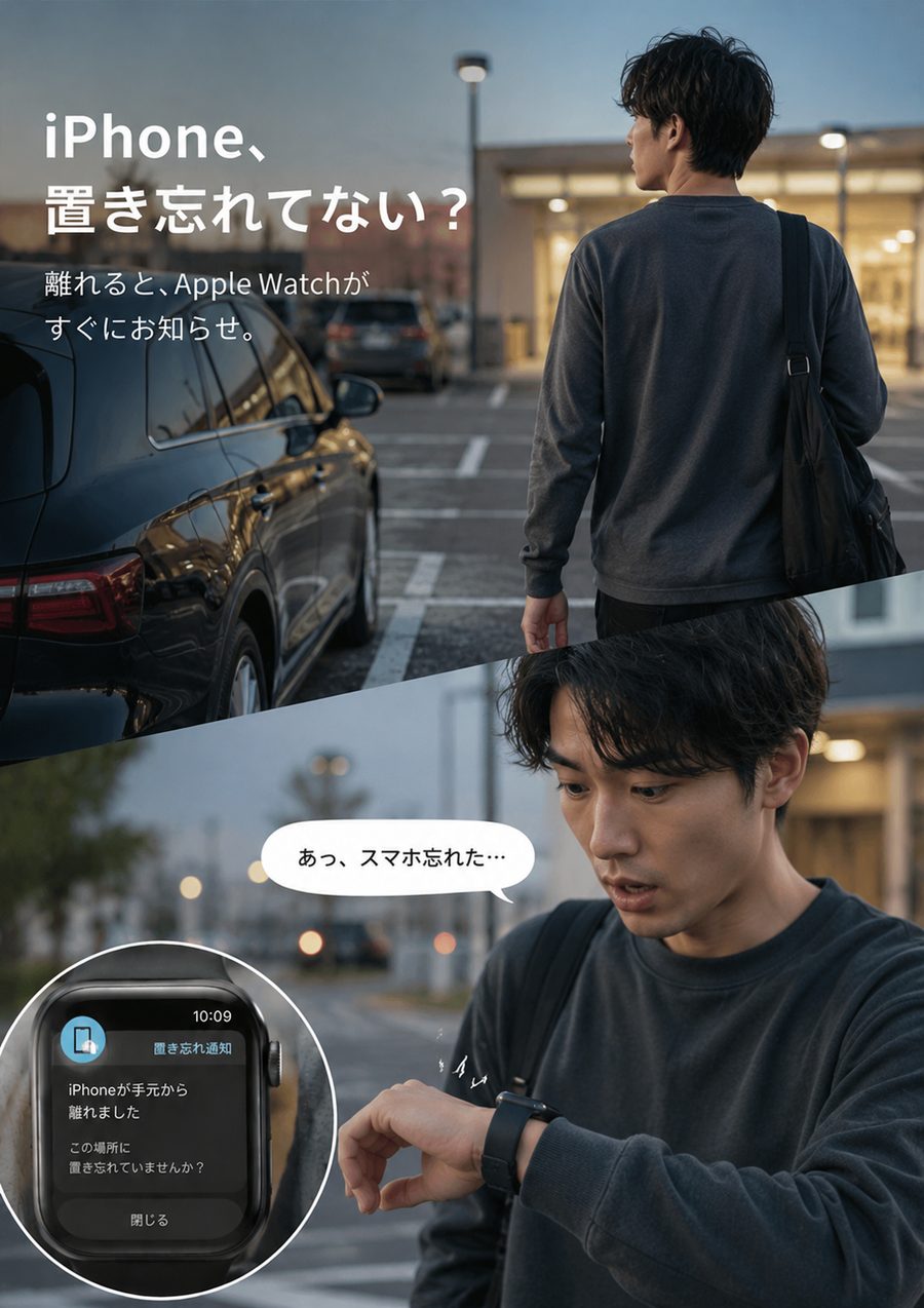 外出先でiPhoneの置き忘れにApple Watchが気づかせてくれる瞬間